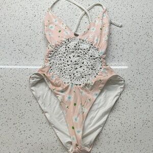 Frankie’s Bikinis one piece crochet floral size medium